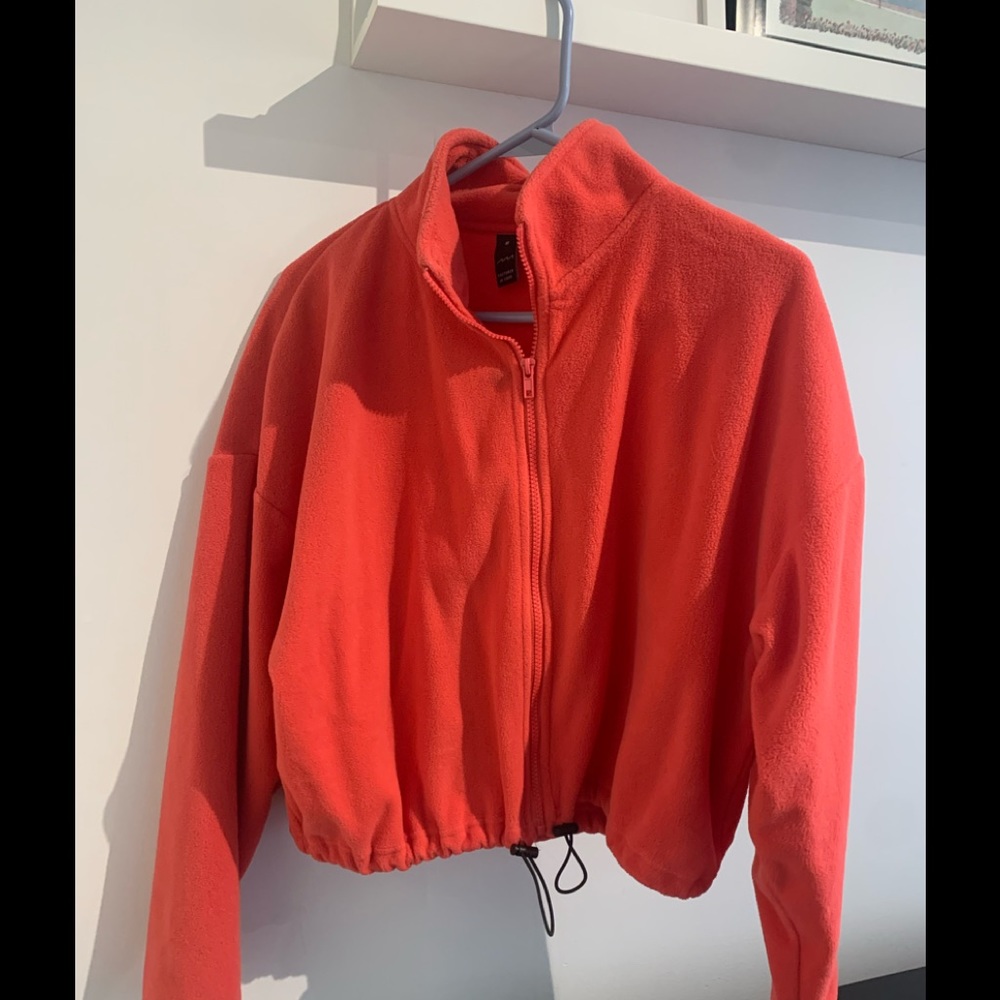 Cropped hot pink zip hoodie